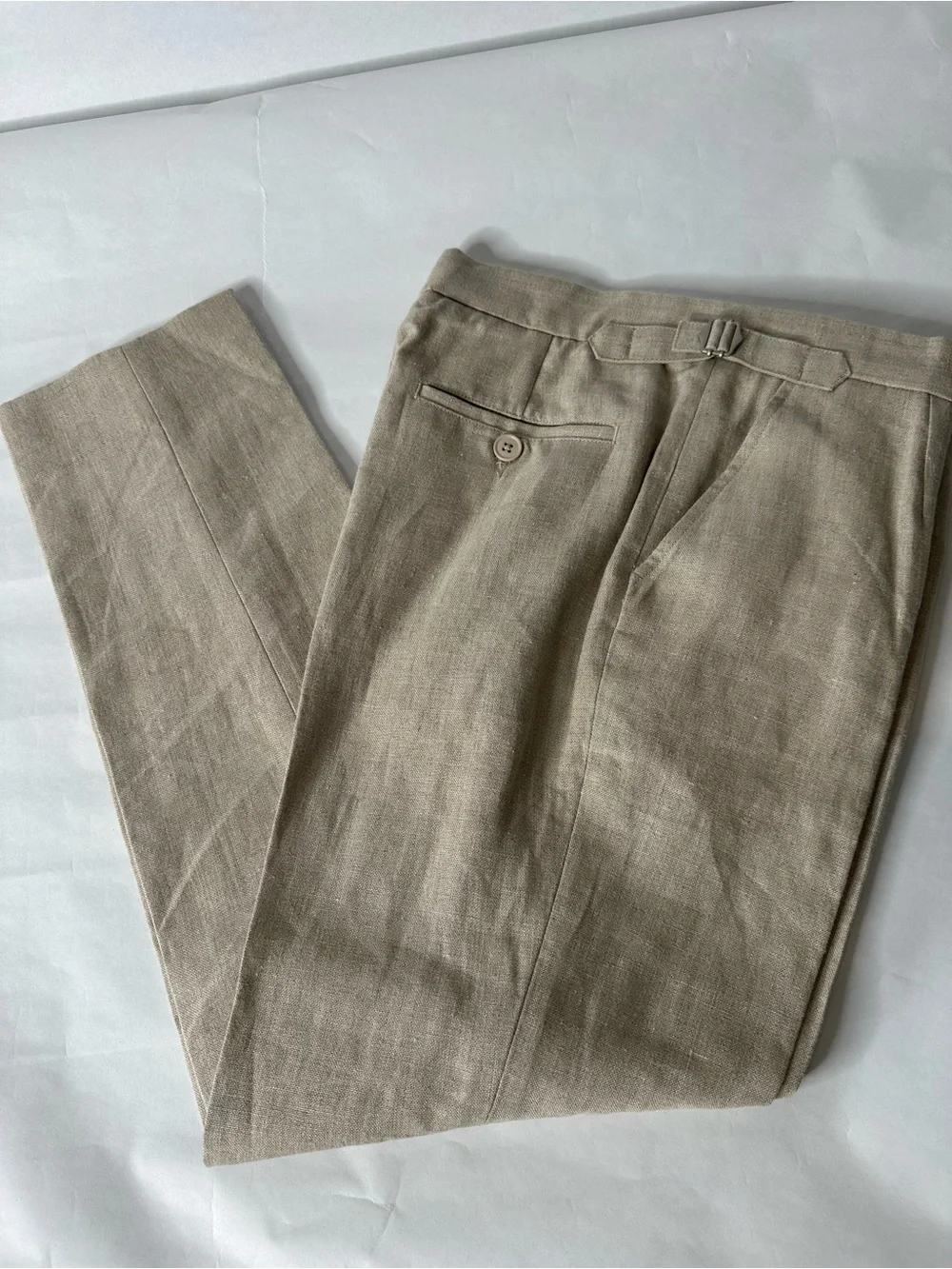 Men's Linen Blend Trousers in Light Khaki
